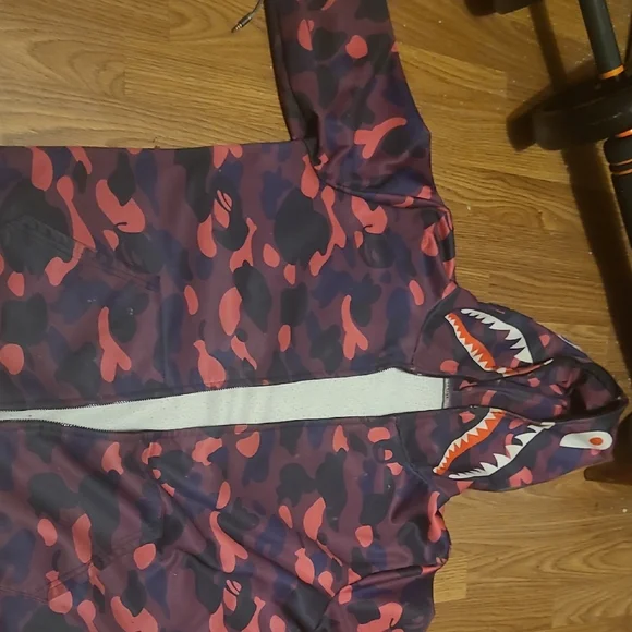 Bape Camo Zip Up Sweater - Red and Black - Picture 4 of 5